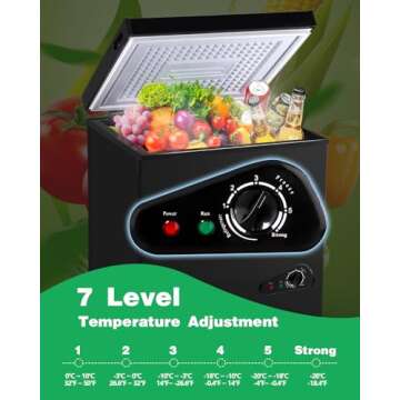 BINMIT 3.5 Cu.Ft Chest Freezer, Small Deep Freezer with a Removable Basket 7 Gears Adjustable Temperature Control(-18°F to -46°F) for Kitchen, House, Office, Garage, Basement, Shop, RVs-Black