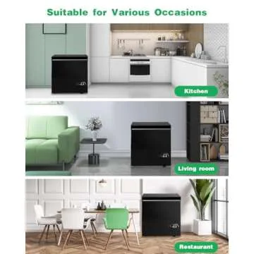 BINMIT 3.5 Cu.Ft Chest Freezer, Small Deep Freezer with a Removable Basket 7 Gears Adjustable Temperature Control(-18°F to -46°F) for Kitchen, House, Office, Garage, Basement, Shop, RVs-Black
