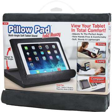 Ontel Pillow Pad: Multi-Angle Soft Tablet Stand in Gray