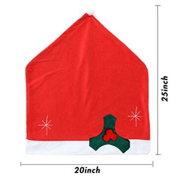 Koogel Christmas Dining Chair Slipcovers - 4 Pcs Santa Hat Chair Covers for Holiday Decor