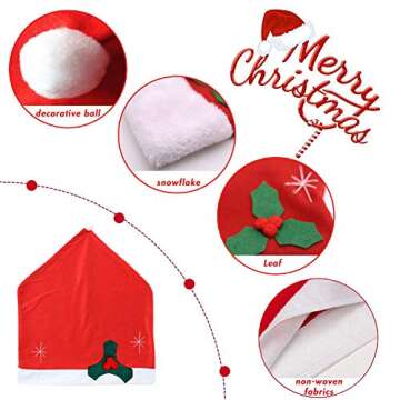 Koogel Christmas Dining Chair Slipcovers - 4 Pcs Festive Covers