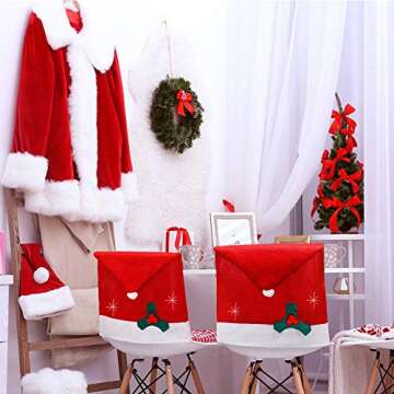 Koogel Christmas Dining Chair Slipcovers - 4 Pcs Festive Covers