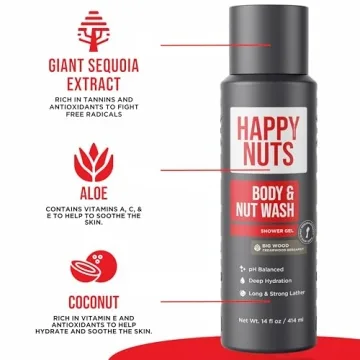 HAPPY NUTS Big Wood Body Wash for Men - Moisturizing Shower Gel