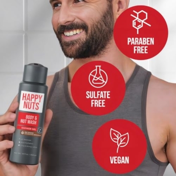 HAPPY NUTS Big Wood Body Wash for Men - Moisturizing Shower Gel