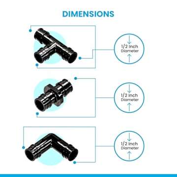 Poly Pex A Expansion Fittings F-1960 1/2" Combo With 1/2" inch Tees "T" [10 PCS], 1/2" Elbows [10 PCS], 1/2" Couplings [10 PCS] |Plastic Fittings for Pex-A Pipe in Plumbing [Pack of 30]