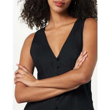 The Drop Women's Blanca Linen Button-Front V-Neck Maxi Dress