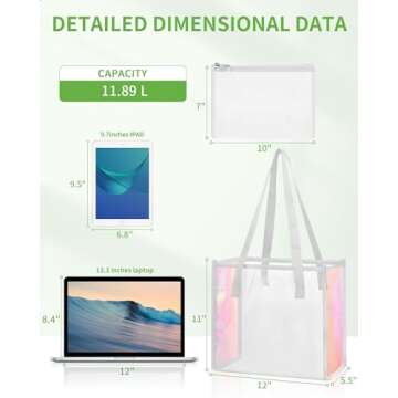 MAY TREE Clear Tote Bag Stadium Approved, Clear Beach Bag for Sports Work Security Travel Stadium Co...