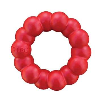 KONG Ring - Natural Rubber Ring Toy for Healthy Chewing Habits - Chew Toy Supports Dog Dental Health - Dog Toy Supports Instincts During Playtime - for Small/Medium Dogs