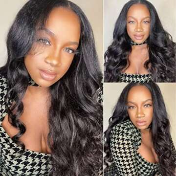 UNICE Hair Body Wave U Part Wig Human Hair for Women Brazilian Virgin Hair Upart Wig Glueless None Lace Front Clip in Half Wig 150% Density Natural Color (20inch)