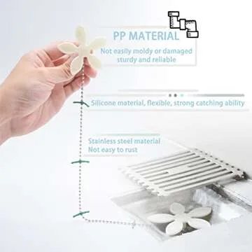 10 Pack Flower Shape Shower Drain Sink Remover Hair Filter Chain Hook - Catcher Strainer Hair Snare ...