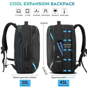 TANGCORLE Travel Carry on Backpack - Expandable 45L