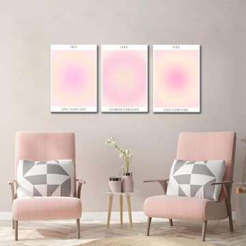 Trendy Aesthetic Canvas Wall Art Aesthetic Set of 3 | Gradient Psychedelic Aura Angel Posters Prints...