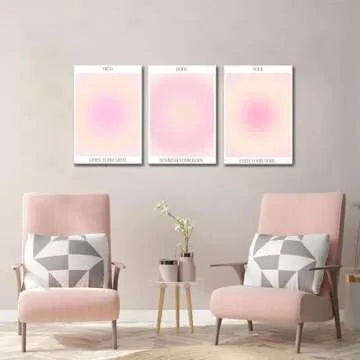 Trendy Aesthetic Canvas Wall Art Aesthetic Set of 3 | Gradient Psychedelic Aura Angel Posters Prints...