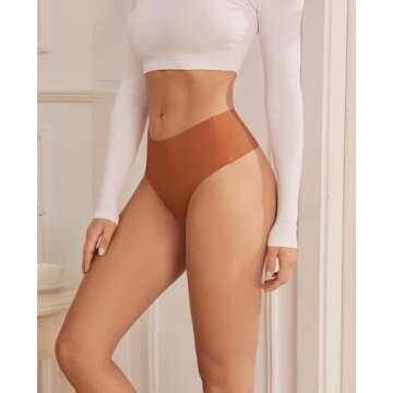 oshkang Thongs for Womens High Waisted Seamless for Women Underwear Sexy Breathable Panties 6 Pack