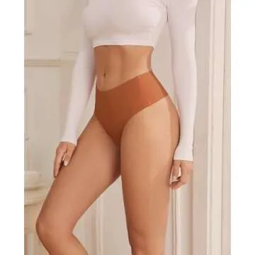 oshkang Thongs for Womens High Waisted Seamless for Women Underwear Sexy Breathable Panties 6 Pack