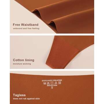 oshkang Thongs for Womens High Waisted Seamless for Women Underwear Sexy Breathable Panties 6 Pack