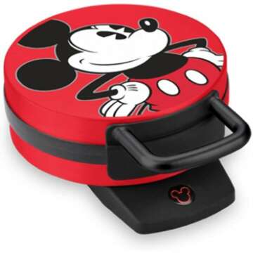 Disney Mickey Mouse Waffle Maker - 6-Inch Red Kitchen Delight