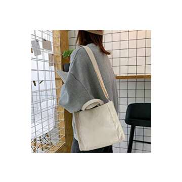 Danling&Unique Small Corduroy Pocket Tote Bag for Women