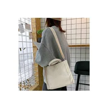 Danling&Unique Small Corduroy Pocket Tote Bag for Women
