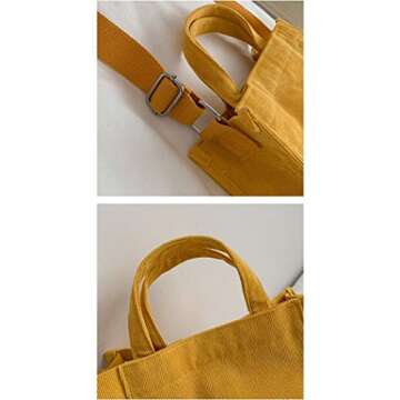 Danling&Unique Small Corduroy Pocket Tote Bag for Women