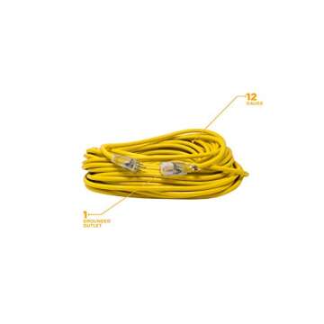 Woods 12-Gauge Heavy Duty 100 ft Extension Cord for Safe Power
