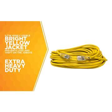 Woods 12-Gauge Heavy Duty 100 ft Extension Cord for Safe Power