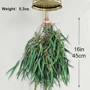 Real Seeded Eucalyptus Stems, Preserved Greenery Branches for Shower, 16'' Natural Real Eucalyptus Leaves with Seeds, 5oz Green Leaves Bundle for Arrangement, Wedding, Home, Farmhouse, Office Decor