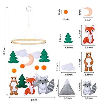 PINNKKU Woodland Animal Baby Mobile | Nursery Mobiles | Woodland Nursery Decor | Crib Mobile for Bab...