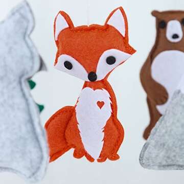 PINNKKU Woodland Animal Baby Mobile | Nursery Mobiles | Woodland Nursery Decor | Crib Mobile for Baby Boys and Girls | Crib Bedding Accessory| Baby Gift
