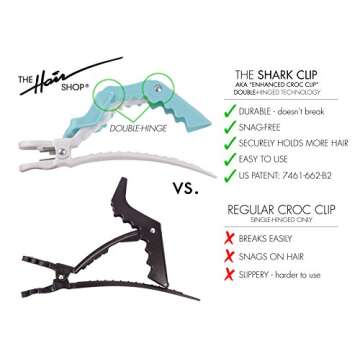 The Hair Shop Large Shark Clip | Enhanced Croc Crocodile Alligator Grip Clip (2nd Generation)| Sectioning Tool for Women | US Patented | Professional Salon Quality -MADE IN KOREA (Large White, 4 Pack)