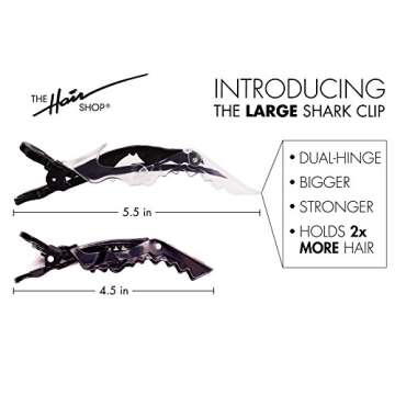 The Hair Shop Large Shark Clip | Enhanced Croc Crocodile Alligator Grip Clip (2nd Generation)| Sectioning Tool for Women | US Patented | Professional Salon Quality -MADE IN KOREA (Large White, 4 Pack)