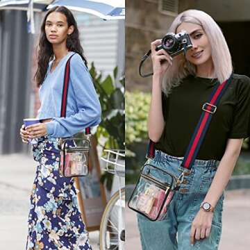 WEIMZC Clear Crossbody Bag Stadium Approved,Adjustable Shoulder Strap Clear Crossbody Purse for Conc...