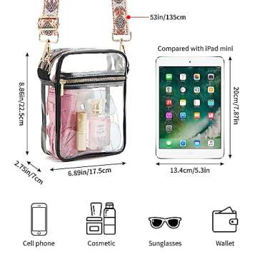 WEIMZC Clear Crossbody Bag Stadium Approved,Adjustable Shoulder Strap Clear Crossbody Purse for Concerts, Festivals, Sports Events (Color25)