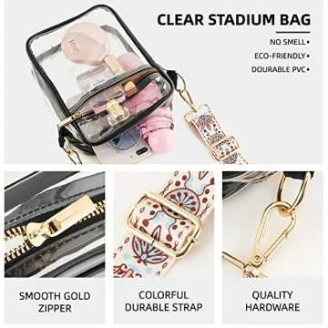 WEIMZC Clear Crossbody Bag for Stadiums Festivals Concerts