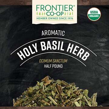 Frontier Co-op Organic Tulsi Holy Basil Herb, 8oz Bulk Bag - Highly Aromatic with Minty Flavor - Per...