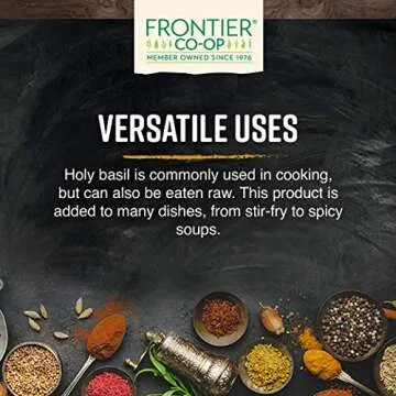 Frontier Co-op Organic Tulsi Holy Basil Herb, 8oz Bulk Bag - Highly Aromatic with Minty Flavor - Perfect for Cooking, Tulsi Tea & Herbal Uses, Kosher