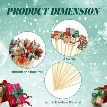 100PCS Christmas Cocktail Picks for Festive Entertaining