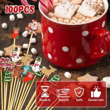 100PCS Christmas Cocktail Picks for Festive Entertaining