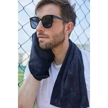 HOPESHINE Microfiber Gym Towels Quick Dry Travel Set in Black
