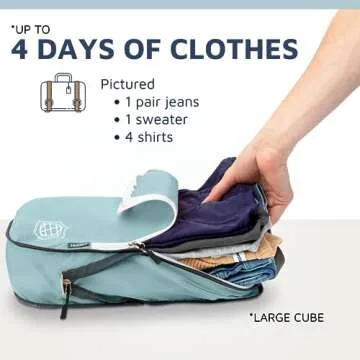 Extra Large Compression Packing Cube 6 Piece Set for Travel and Check Luggage by TRIPPED Travel Gear (Teal and White)