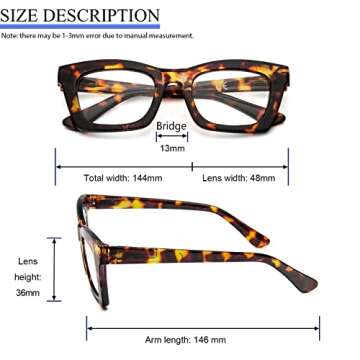 REAVEE 6 Pack Oprah Style Reading Glasses for Women Men Blue Light Blocking, Cute Square Computer Readers with Spring Hinge, 2.0