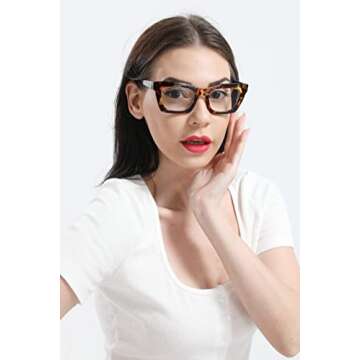 REAVEE 6 Pack Oprah Style Reading Glasses for Women Men Blue Light Blocking, Cute Square Computer Readers with Spring Hinge, 2.0