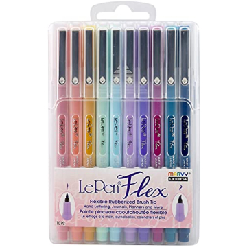 Marvy Uchida Le Flex 10 Piece Set Writing Pen - Pastel Colors for Creative Expressions