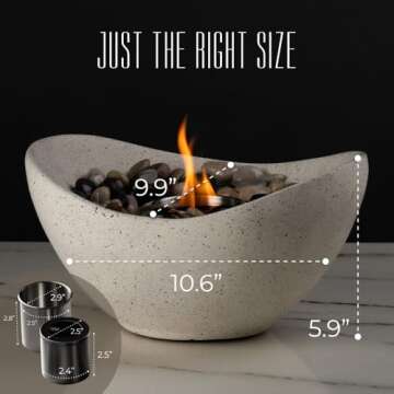 SOLACEA Concrete Tabletop Fire Pit, Portable Indoor Fireplace and Smores Maker, Suitable for Indoor and Outdoor Use