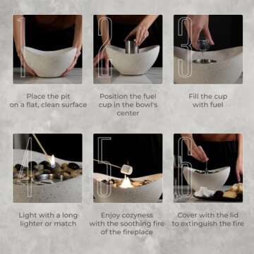 SOLACEA Concrete Tabletop Fire Pit, Portable Indoor Fireplace and Smores Maker, Suitable for Indoor and Outdoor Use