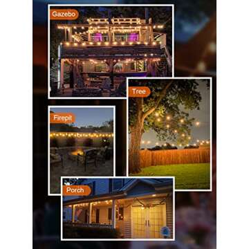 GPATIO Outdoor String Lights, 60FT Waterproof Patio Lights with 32 Hanging Lights Globe ST38 Bulbs, 2700k Shatterproof for Backyard Gazebo Porch Garden Commerical Outside Decor