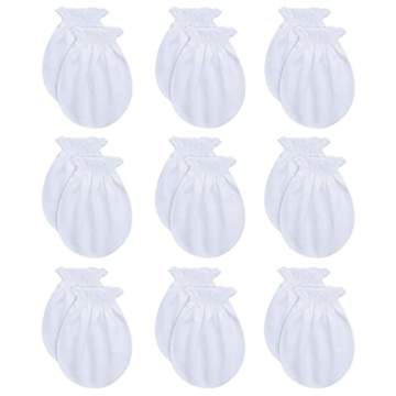 RATIVE Newborn Baby Organic Cotton Mittens - 9 Pairs, 0-6 Months