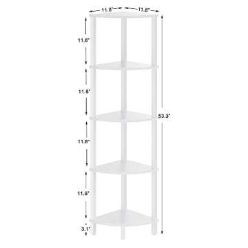 VIMBER Corner Shelf, 5-Tier Corner Bookshelf, Industrial Corner Ladder Shelf, Modern Display Shelf f...