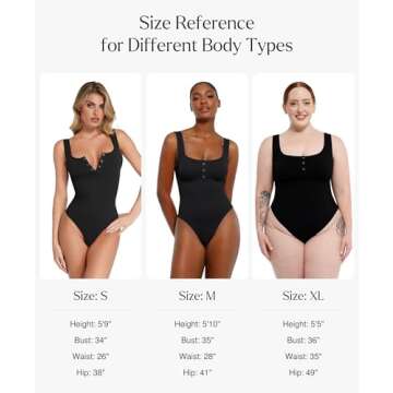 Popilush Bodysuits for Women Tummy Control Henley Going Out Shirts Tops Button Down Black Body Suit Casual Sleeveless Thong Tank Top