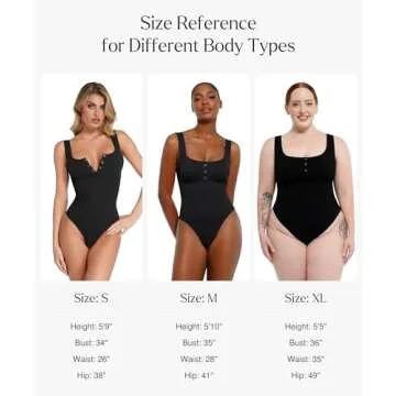 Popilush Bodysuits for Women Tummy Control Henley Going Out Shirts Tops Button Down Black Body Suit Casual Sleeveless Thong Tank Top